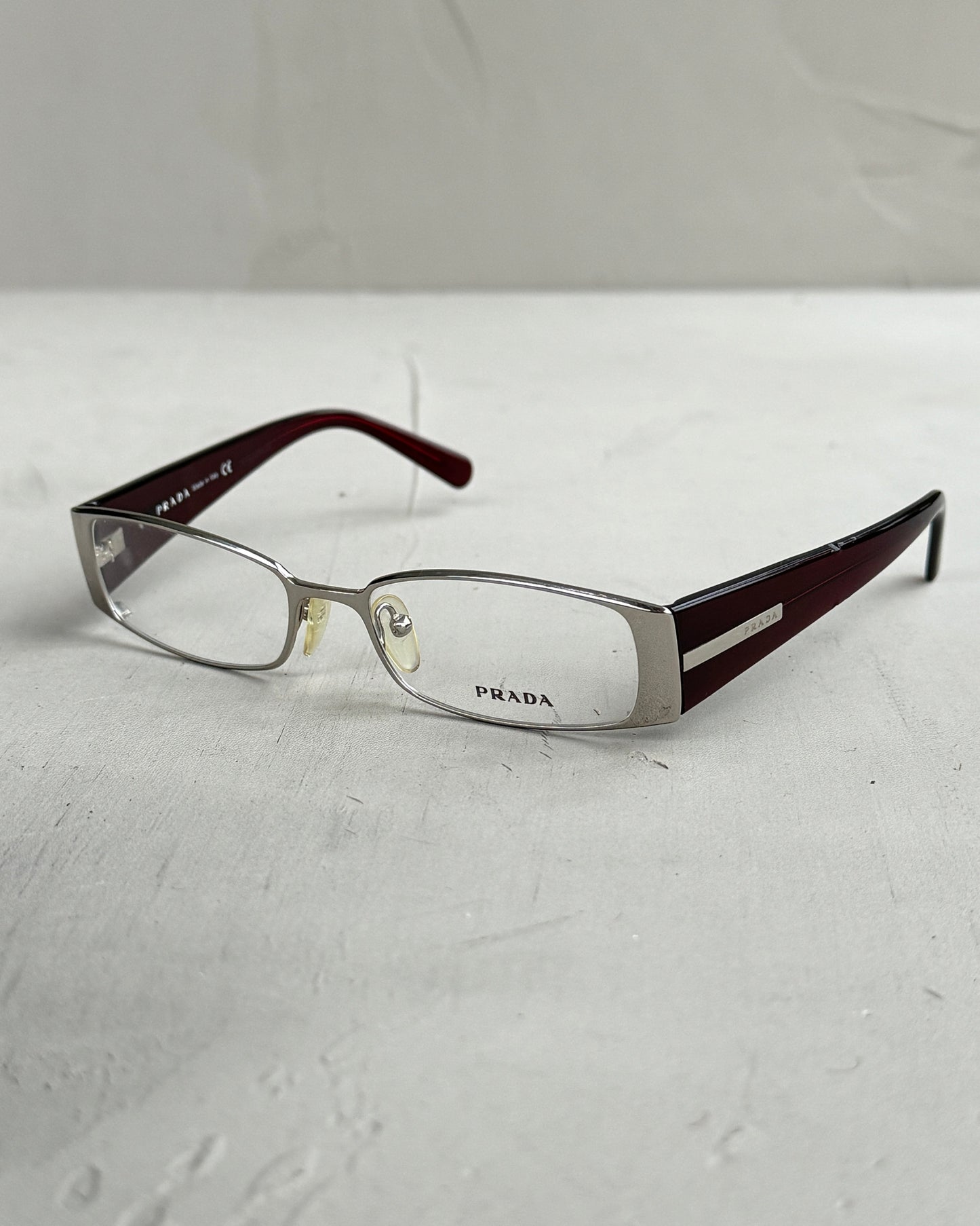 PRADA CLEAR LENS BAYONETTA EYE GLASSES | O/S, Red