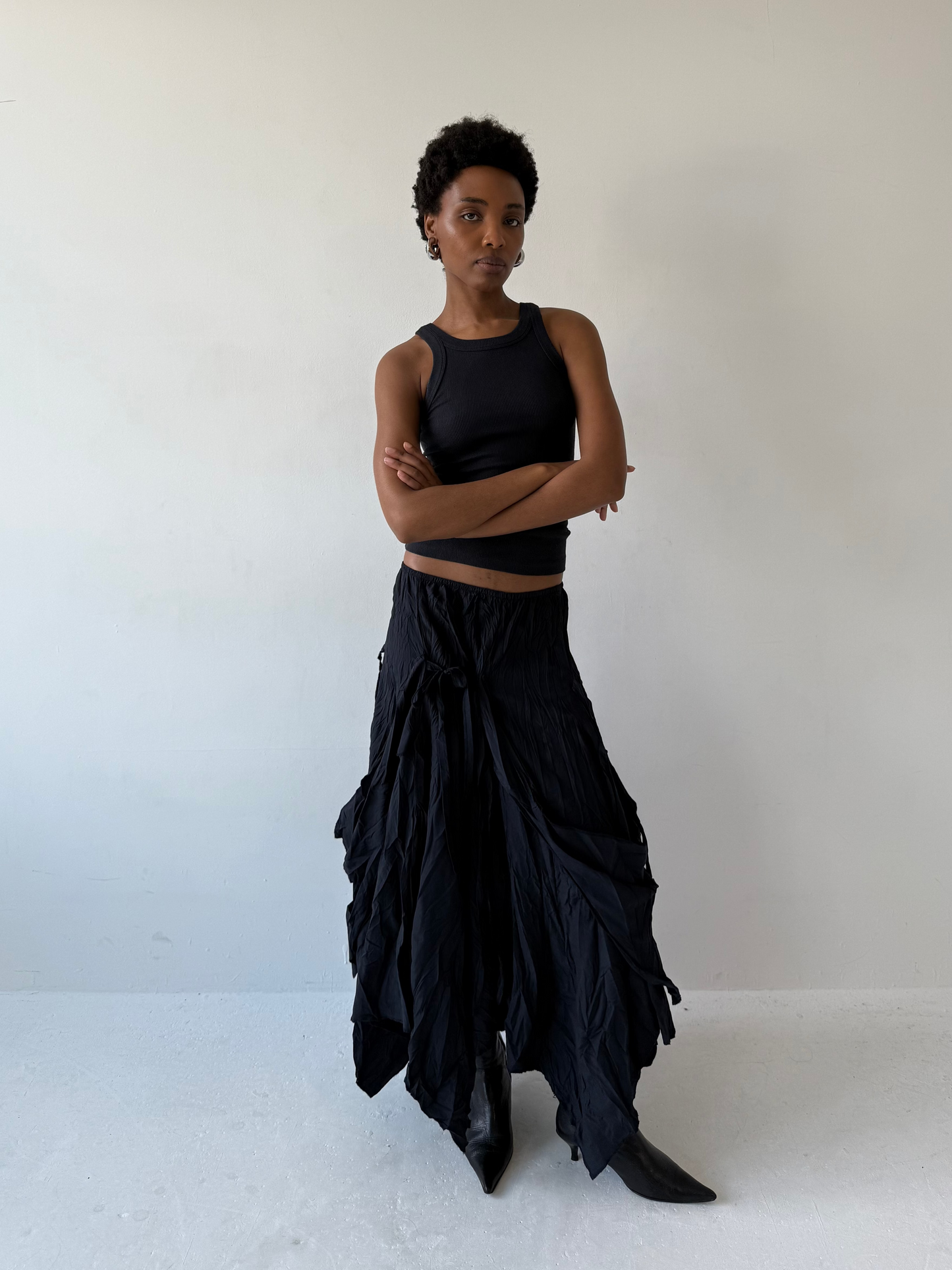 ASYMMETRIC DRAPED SKIRT | Default Title, Black