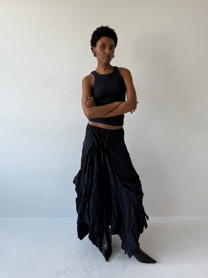 ASYMMETRIC DRAPED SKIRT | Default Title, Black