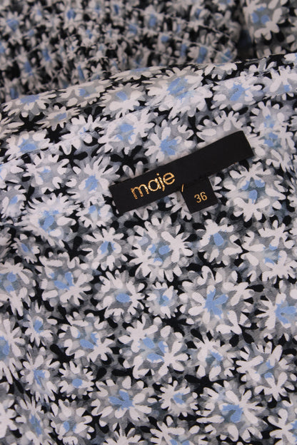 Maje Floral Mini Dress Blue 36 | O/S, Blue