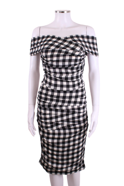Dolce & Gabbana Draped Gingham Dress Black/White 40 | O/S, Black
