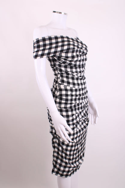Dolce & Gabbana Draped Gingham Dress Black/White 40 | O/S, Black