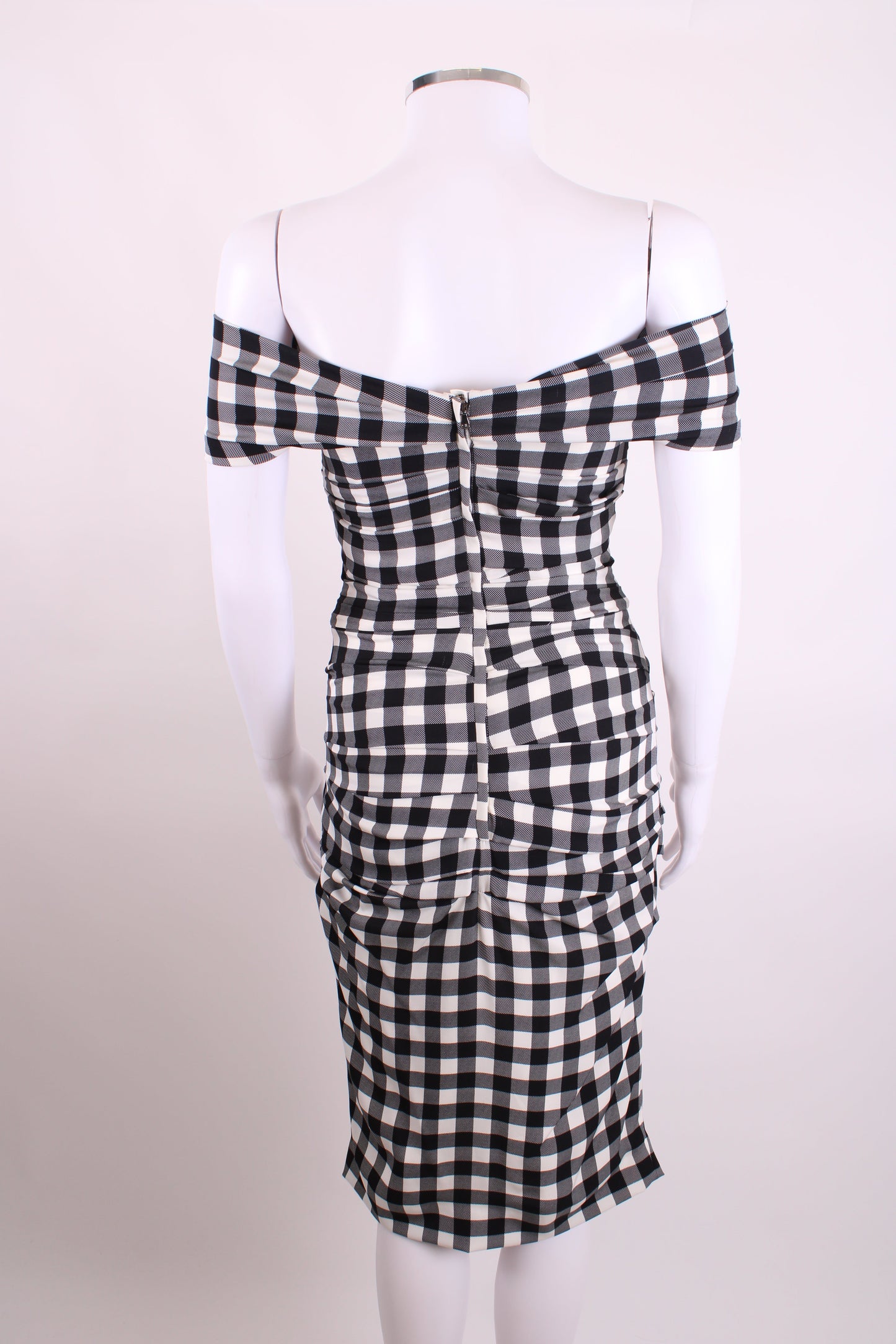 Dolce & Gabbana Draped Gingham Dress Black/White 40 | O/S, Black
