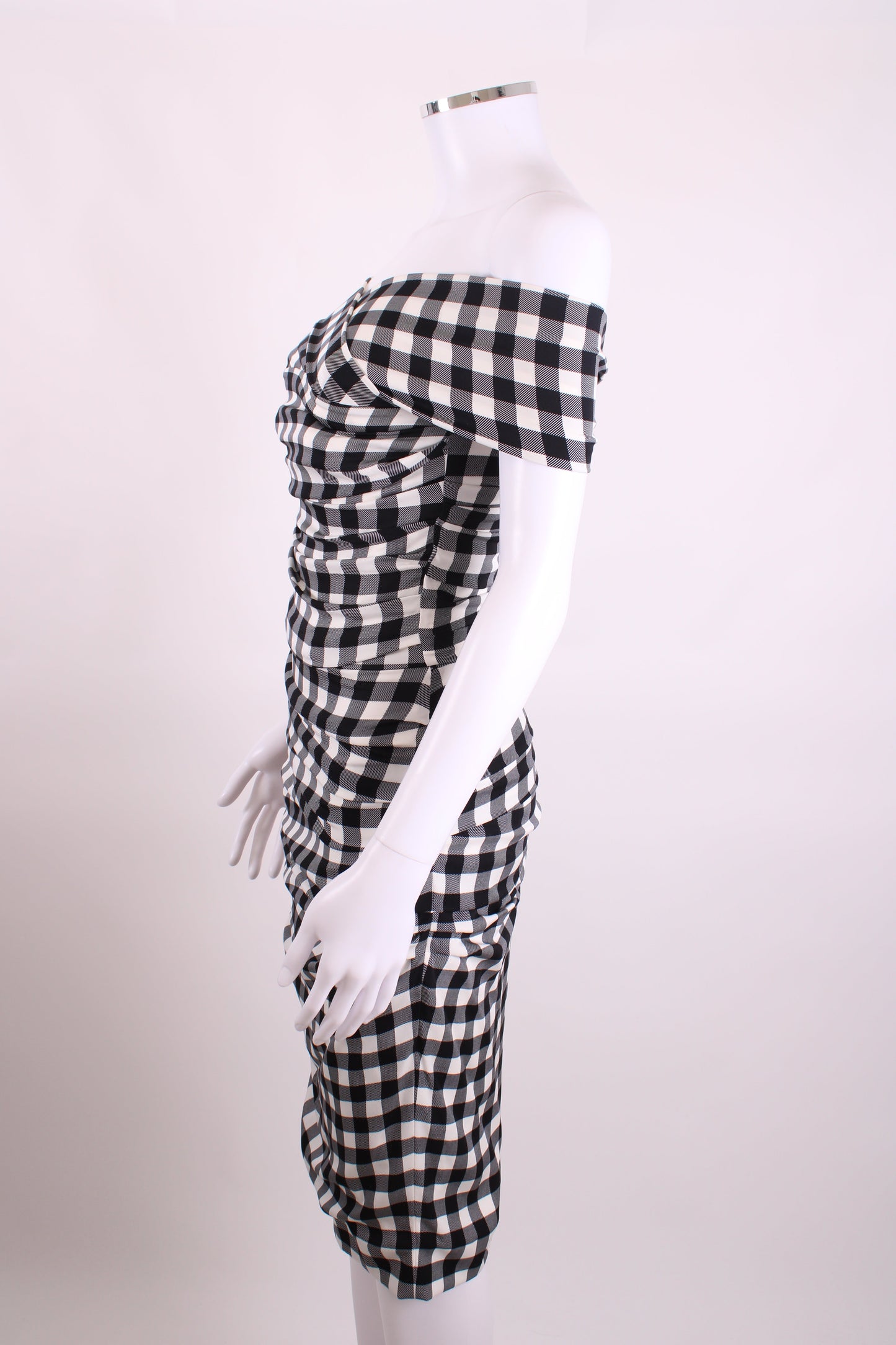 Dolce & Gabbana Draped Gingham Dress Black/White 40 | O/S, Black