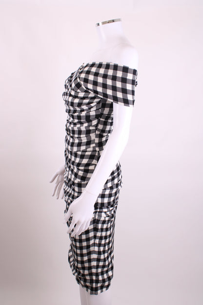 Dolce & Gabbana Draped Gingham Dress Black/White 40 | O/S, Black