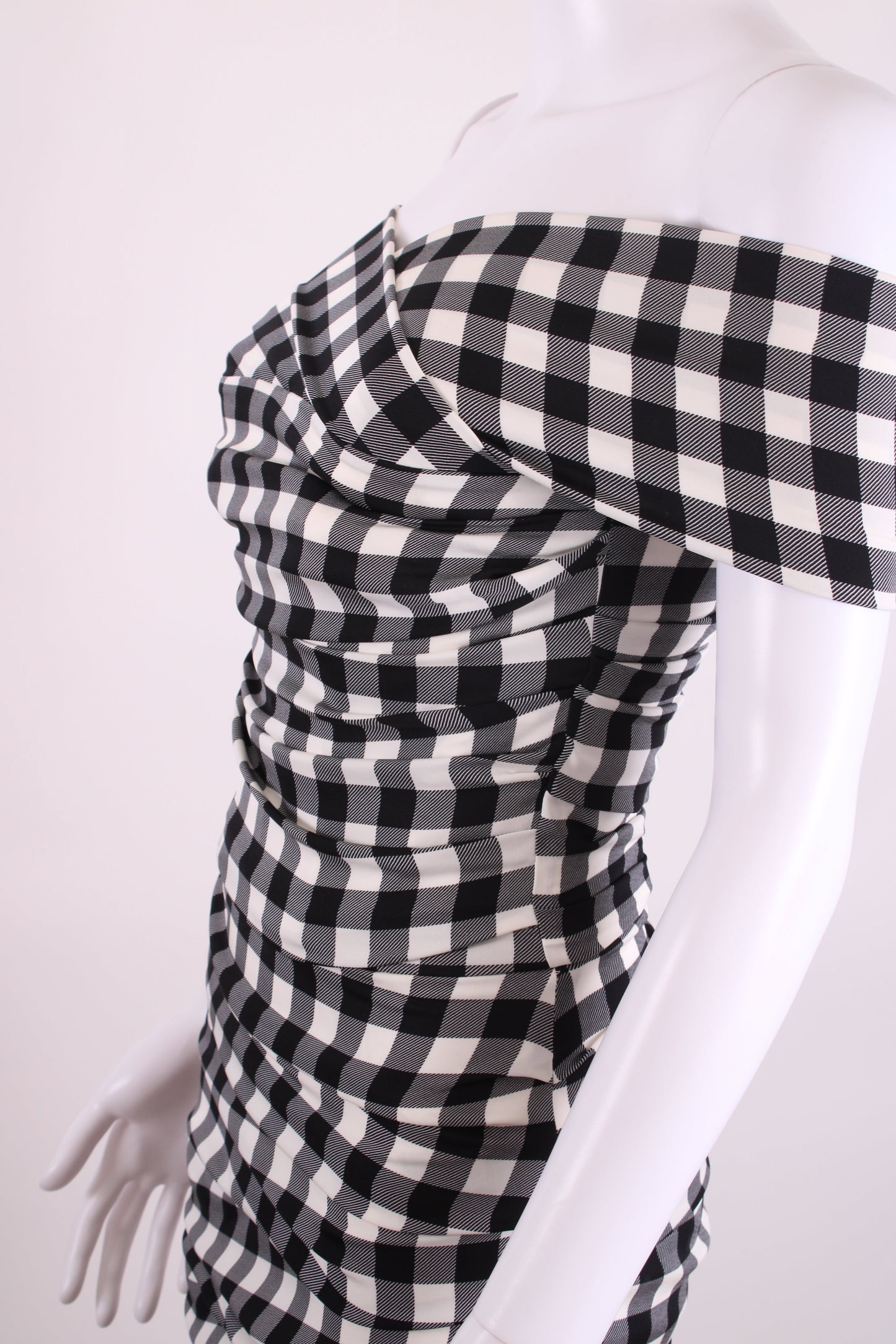 Dolce & Gabbana Draped Gingham Dress Black/White 40 | O/S, Black