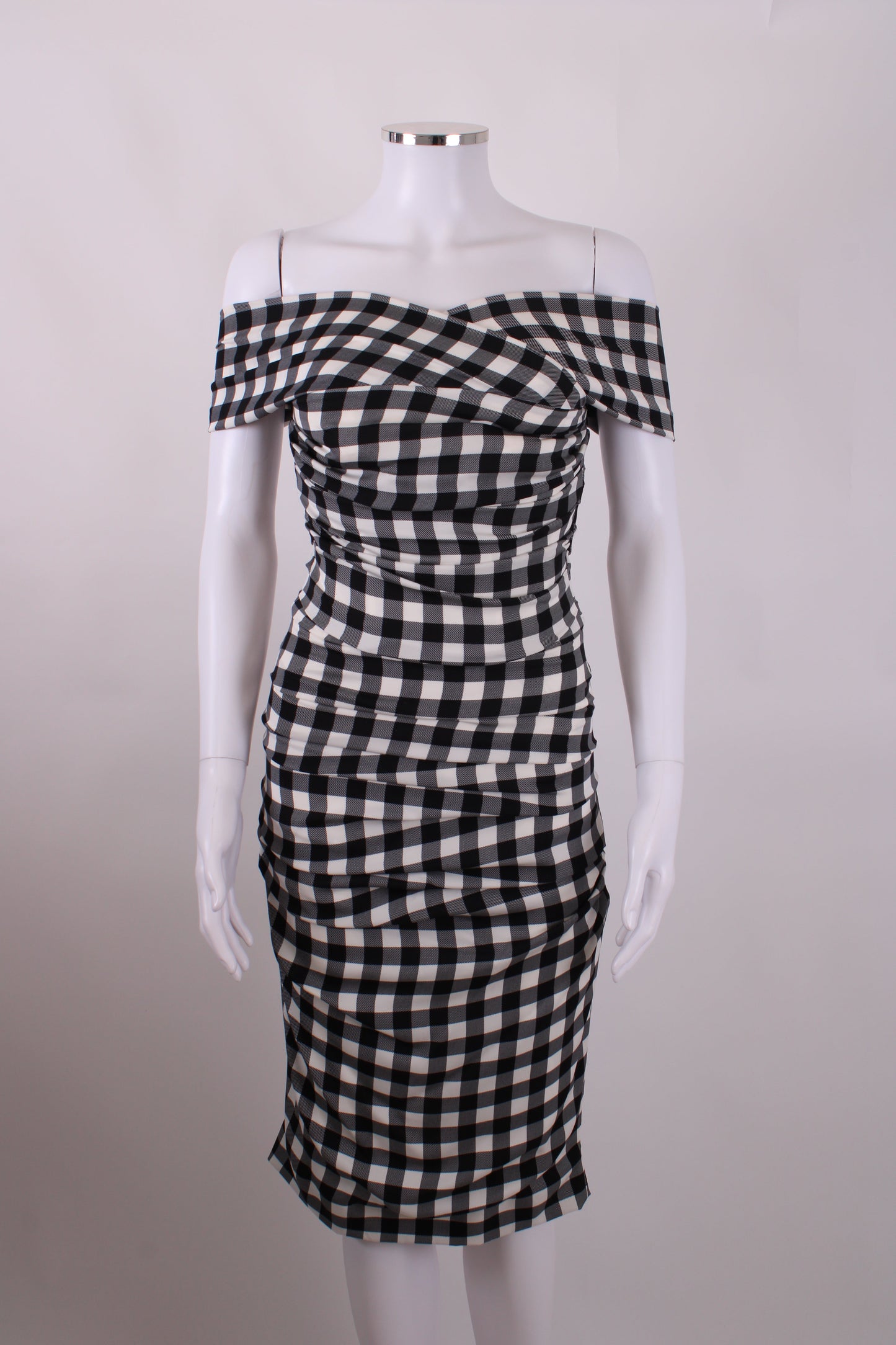Dolce & Gabbana Draped Gingham Dress Black/White 40 | O/S, Black