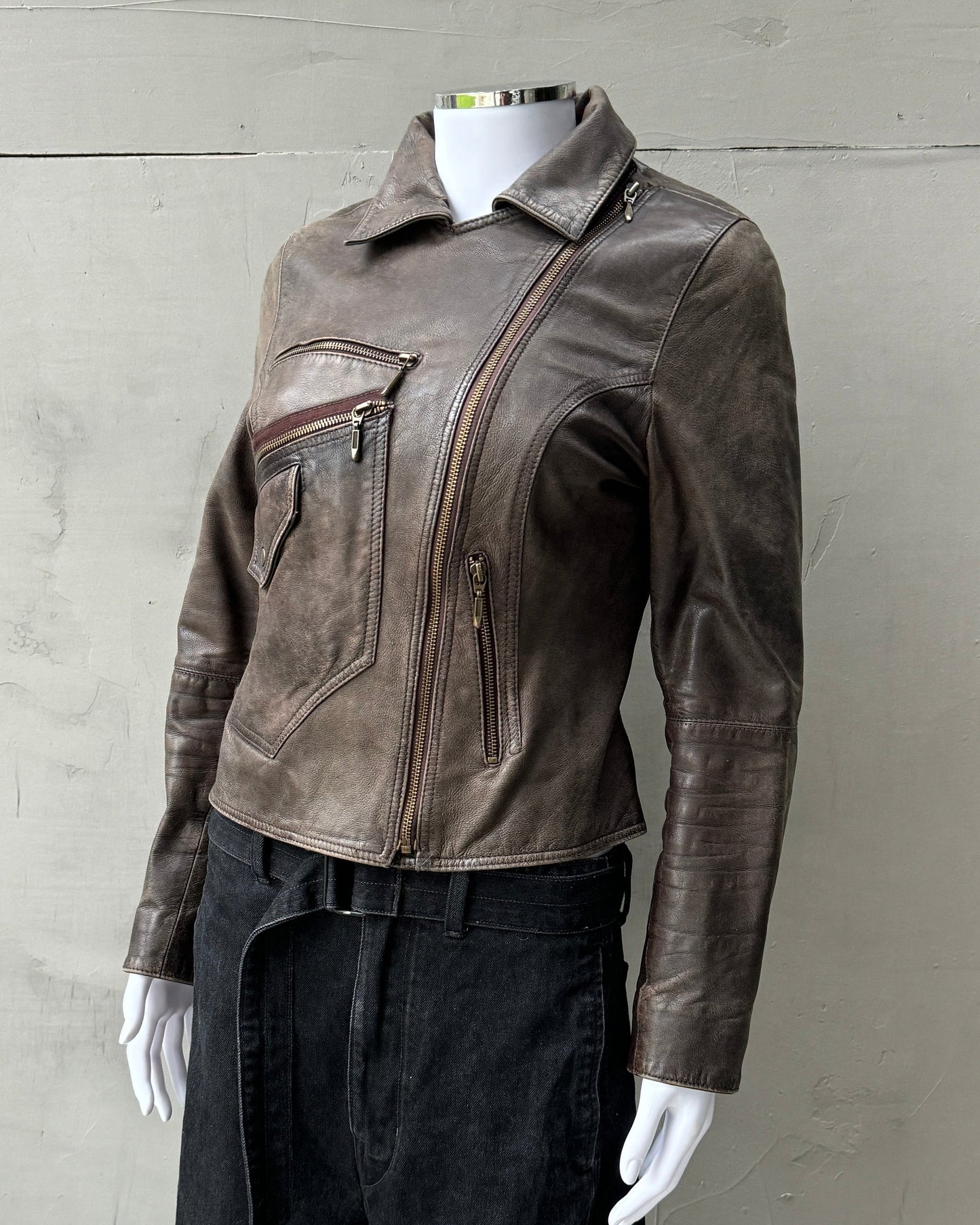 Cofi Asymmetric Leather Jacket