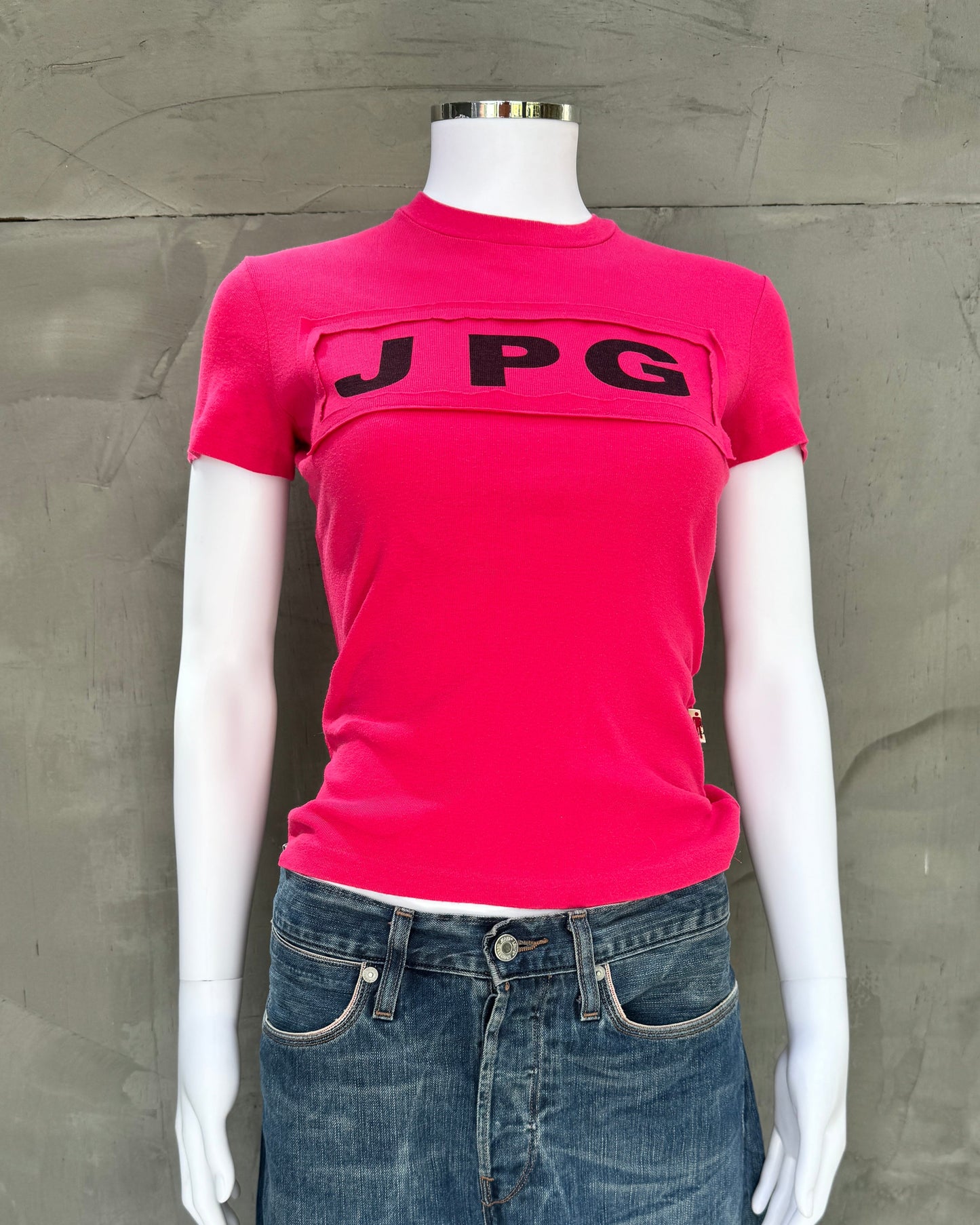 Jean-Paul Gaultier 'JPG Jeans' Pink Baby Tee - S