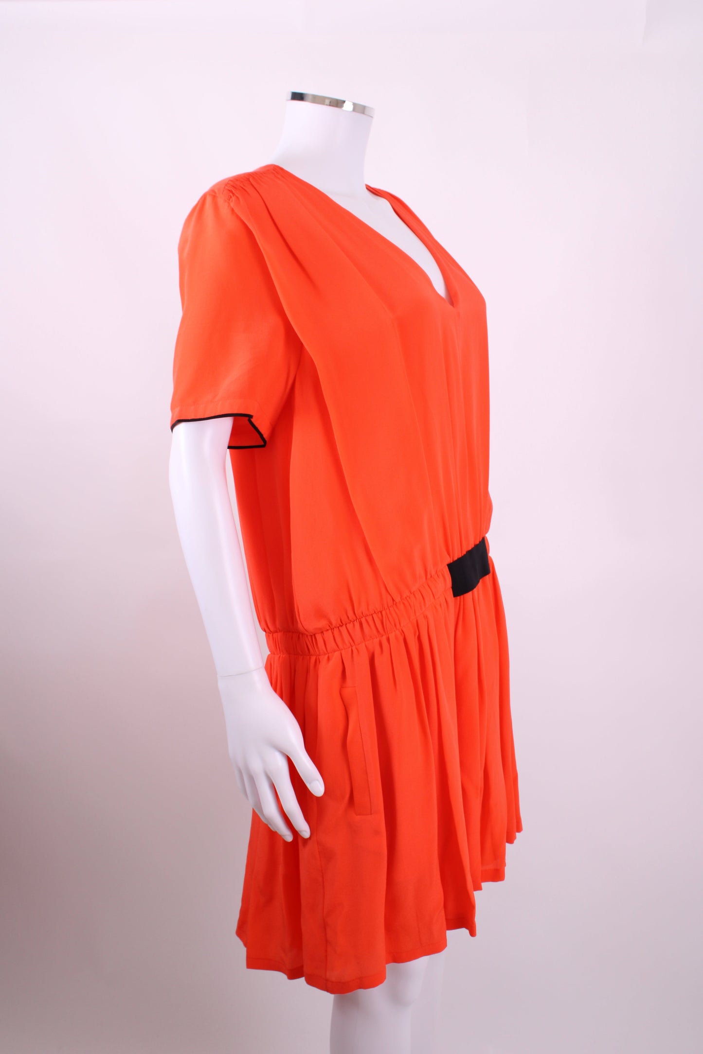 Victoria Victoria Beckham S/S V Neck Ruffle Hem Dress Orange 12 | O/S, Orange