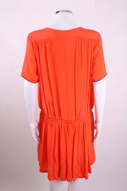 Victoria Victoria Beckham S/S V Neck Ruffle Hem Dress Orange 12 | O/S, Orange