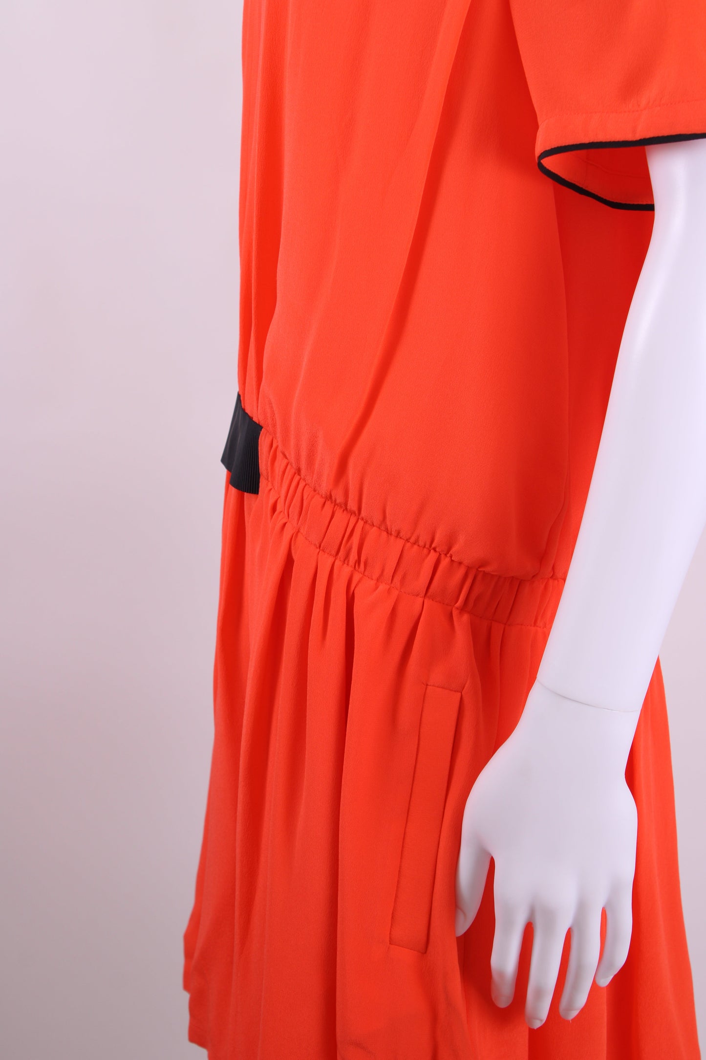 Victoria Victoria Beckham S/S V Neck Ruffle Hem Dress Orange 12 | O/S, Orange