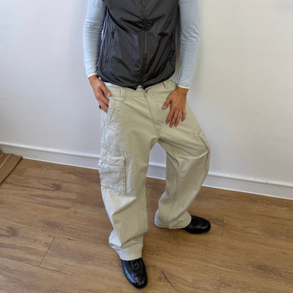 Levi's Cream 2004 Contrast Stitch Cargo Trousers | Large, Cream