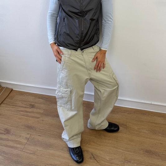 Levi's Cream 2004 Contrast Stitch Cargo Trousers | Large, Cream