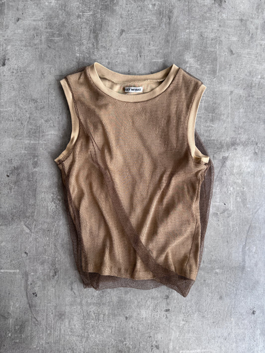 Issey Miyaki Mesh Layered Bubble Hem Tank Top