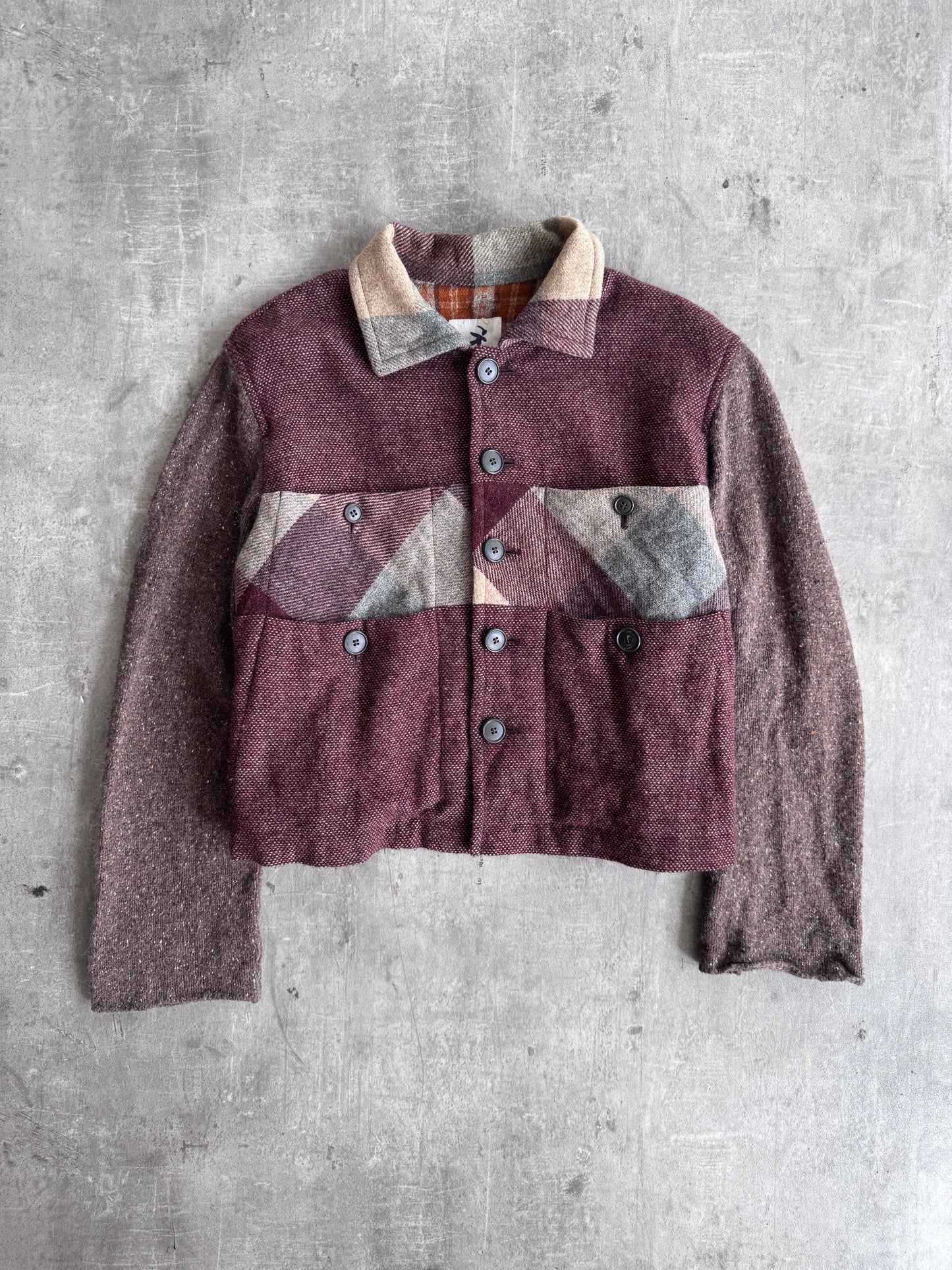 Hai Sporting Gear Knit Fleck Sleeve Cropped Flannel Jacket | Medium, Multicoloured