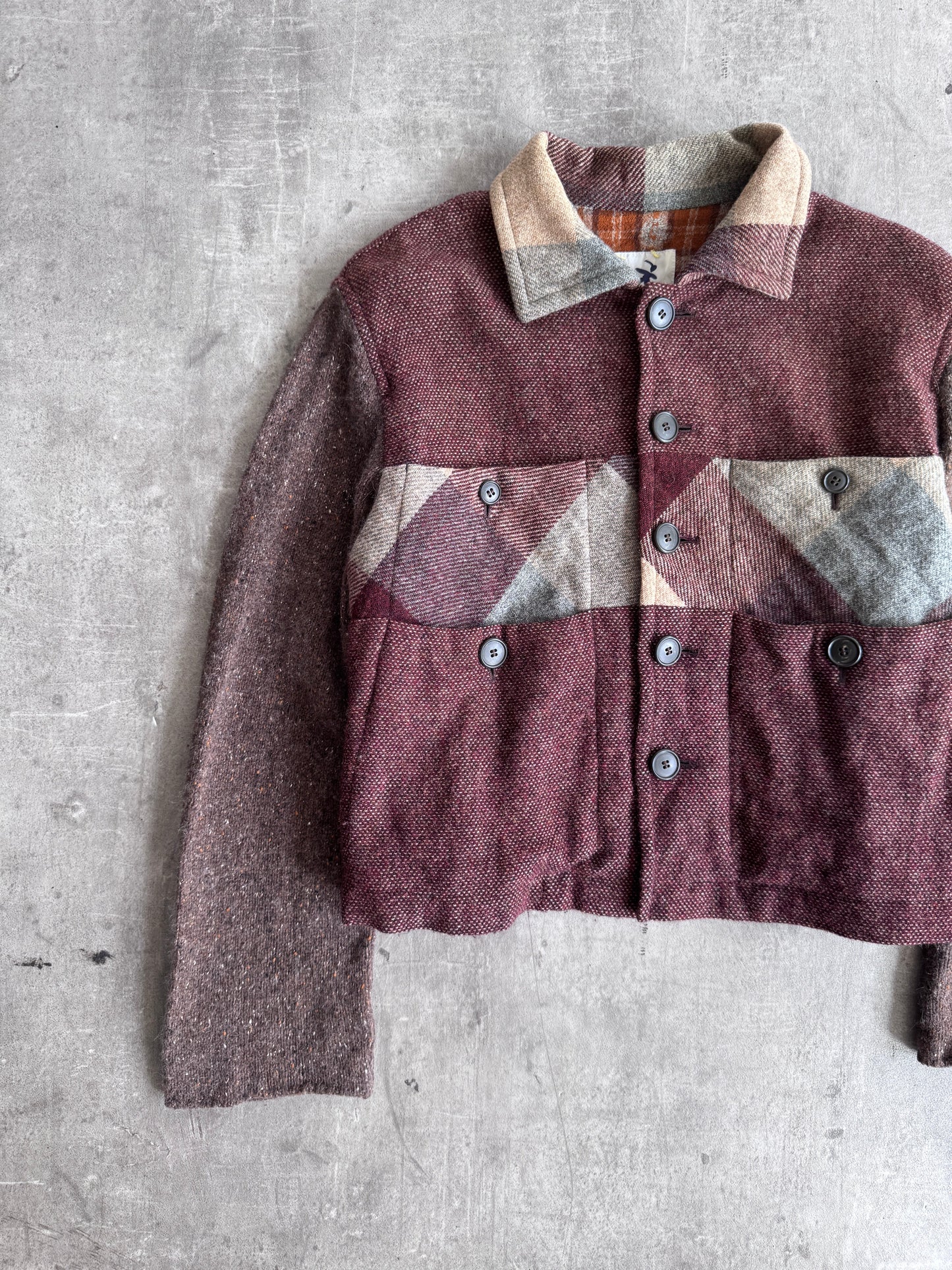 Hai Sporting Gear Knit Fleck Sleeve Cropped Flannel Jacket | Medium, Multicoloured