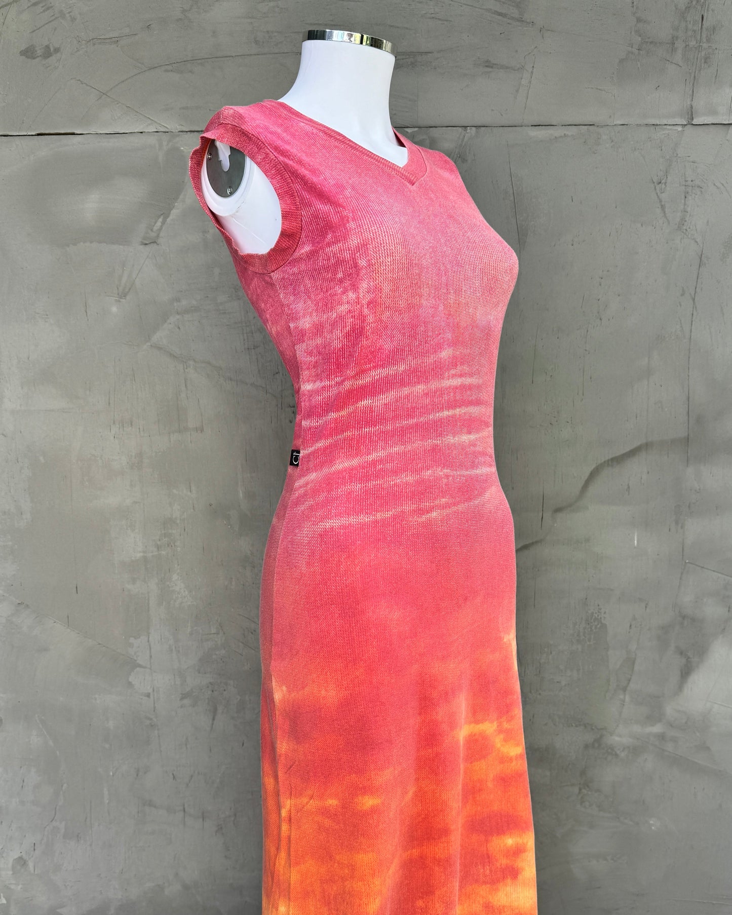 Cavalli Jeans Pink & Orange Stretch Maxi Dress
