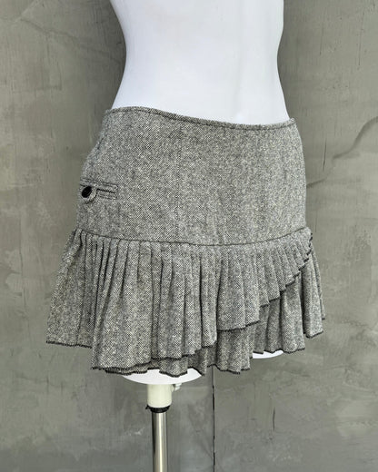 Armani Jeans Asymmetric Pleated Wool Mini Skirt - S/M
