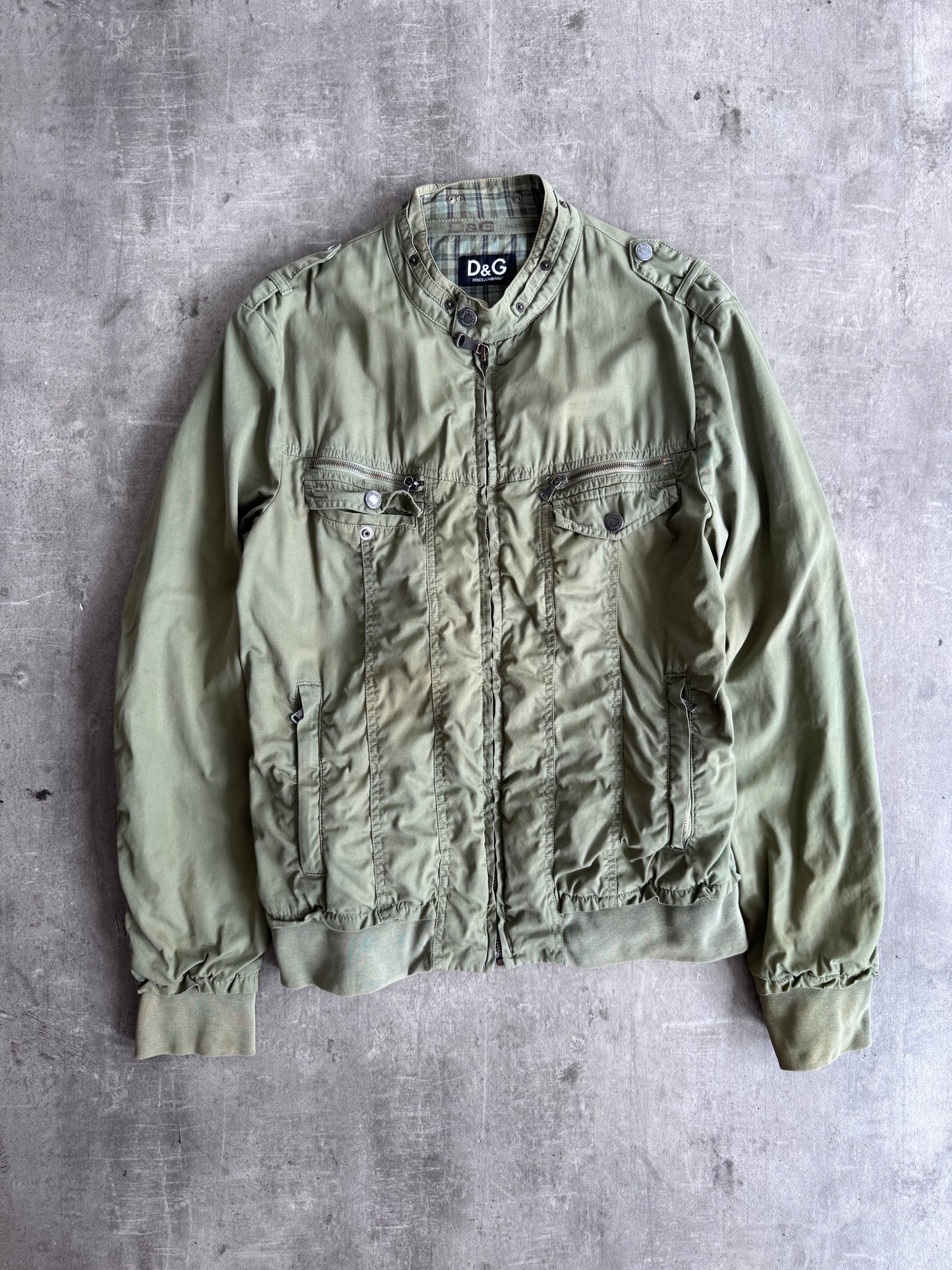 2000s Dolce & Gabbana Military Green Utility Bomber Jacket | Medium, Multicoloured