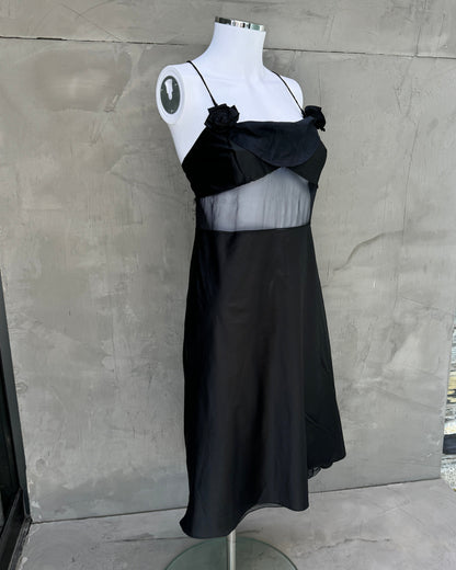 Miu Miu Silk Sheer Panel Flower Dress - M