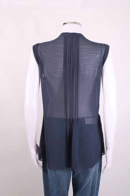 Joseph S/S Sheer Blouse Navy 12 | O/S, Navy