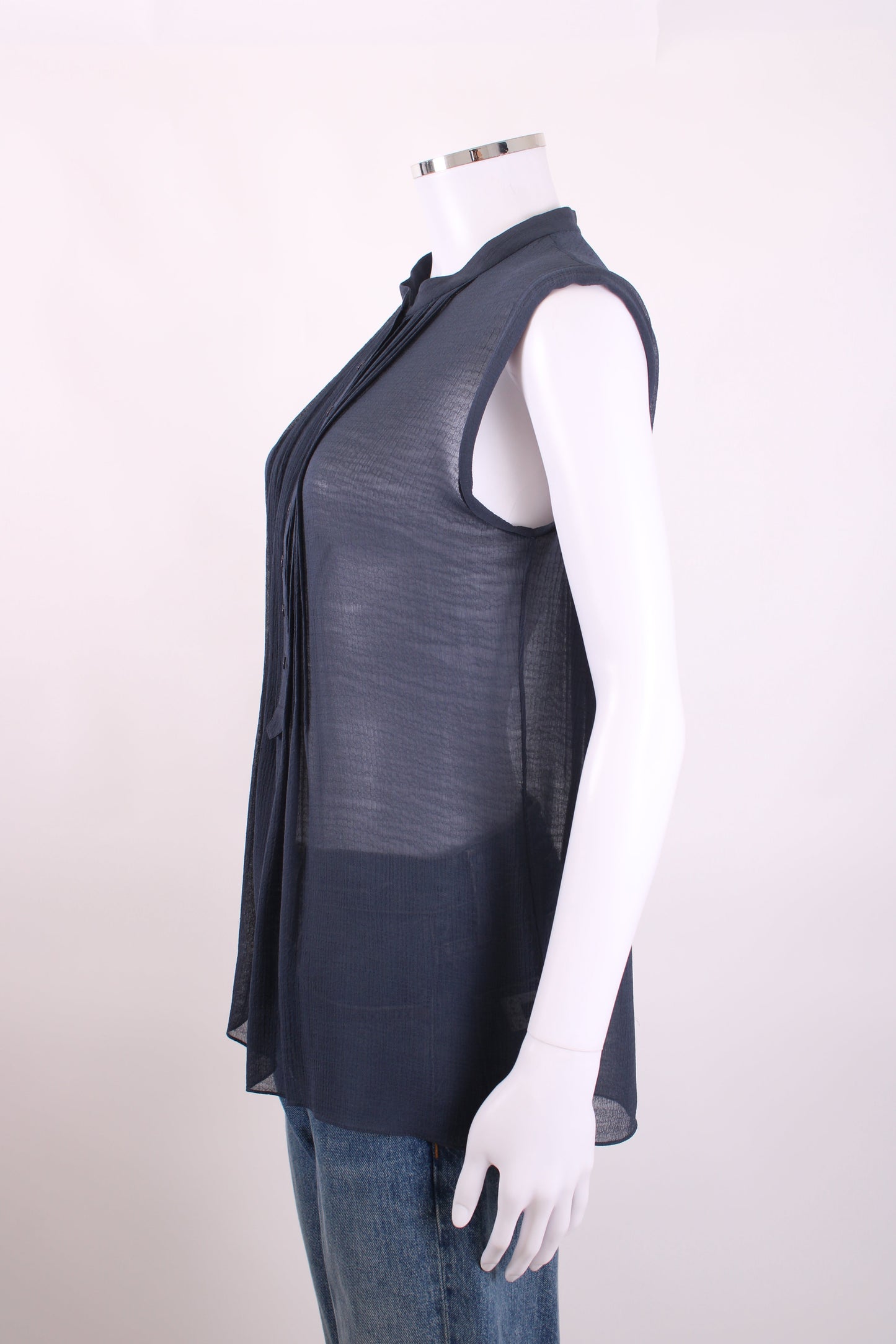 Joseph S/S Sheer Blouse Navy 12 | O/S, Navy