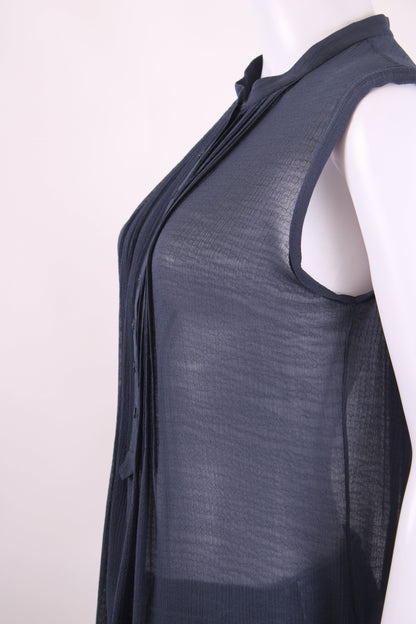 Joseph S/S Sheer Blouse Navy 12 | O/S, Navy