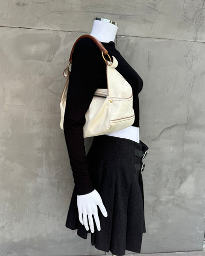 Miu Miu 2000's Cream Leather Shoulder Bag
