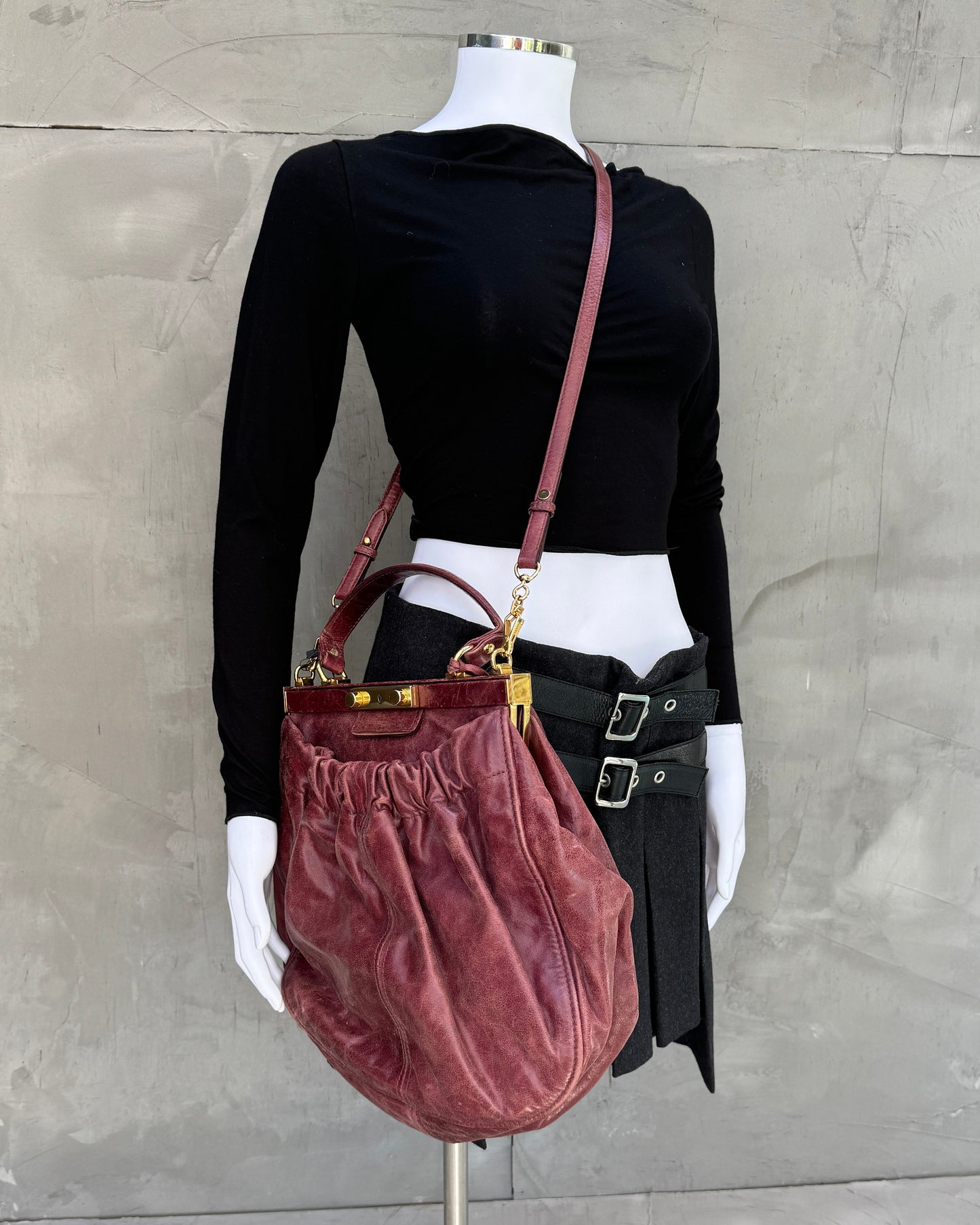Miu Miu Red Leather Shoulder Bag