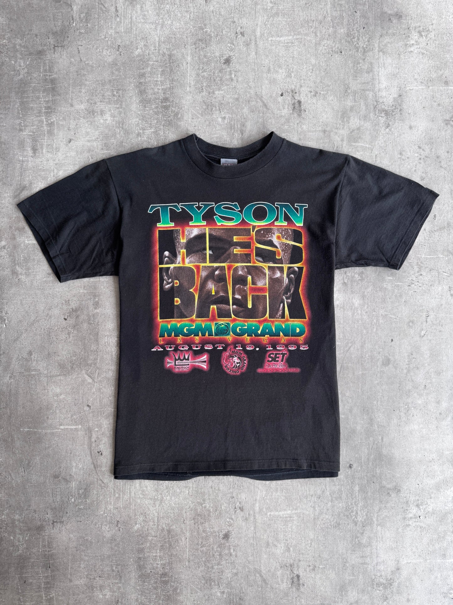 1995 Mike Tyson "He's Back" MGM Grand Boxing Promo Graphic Tee | Large, Multicoloured