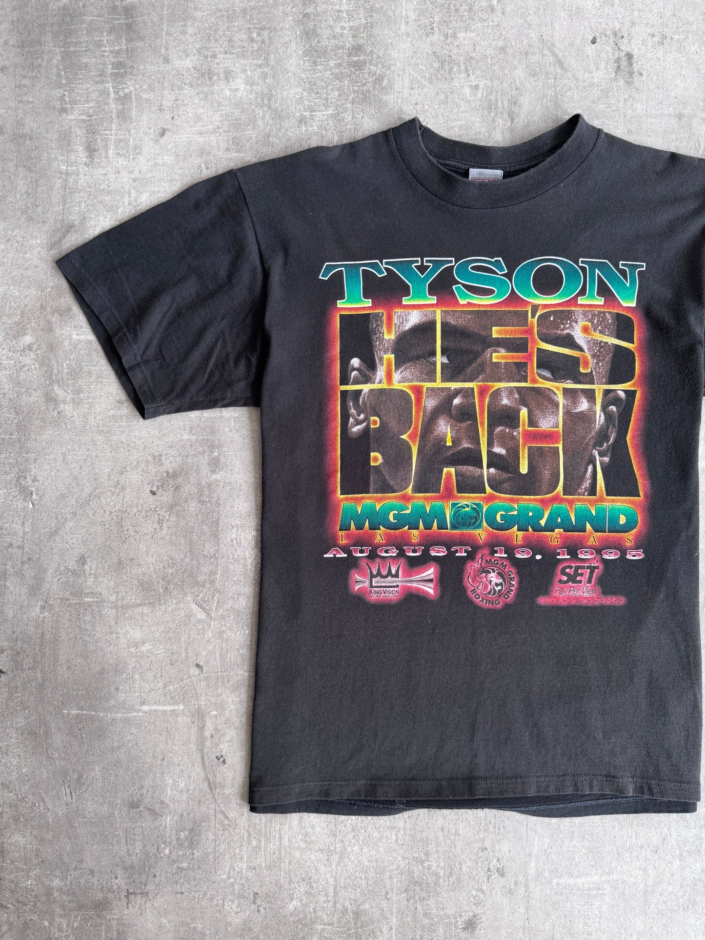 1995 Mike Tyson "He's Back" MGM Grand Boxing Promo Graphic Tee | Large, Multicoloured