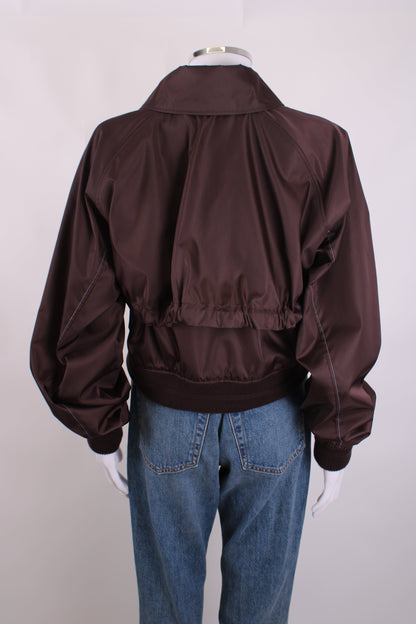 Victoria Beckham Harrington Satin Bomber Jacket Brown L | Large, Brown