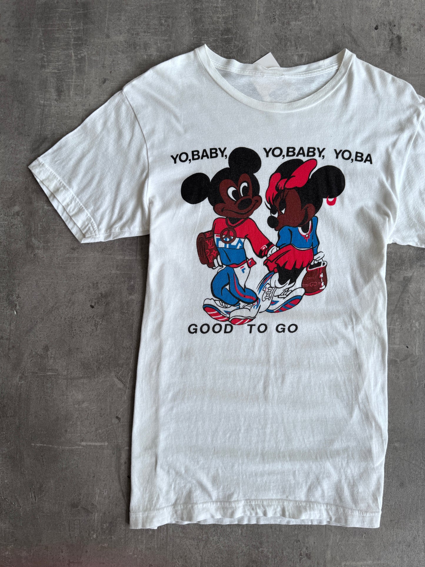 1990s Mickey And Minnie "Yo Baby" HipHop Graphic Tee | Medium, Multicoloured