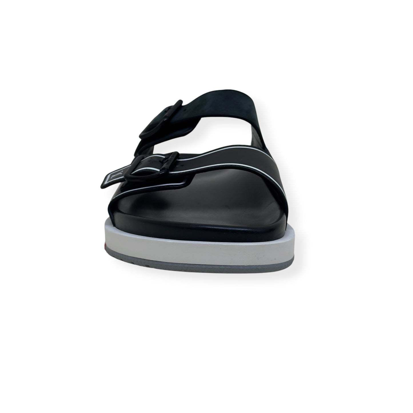 LOUIS VUITTON SCRIPT LOGO LEATHER MULES BLACK / GREY UK10 | UK 10, Black