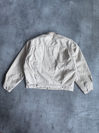 Diesel Cream Work Jacket With Pistachio Leather Collar