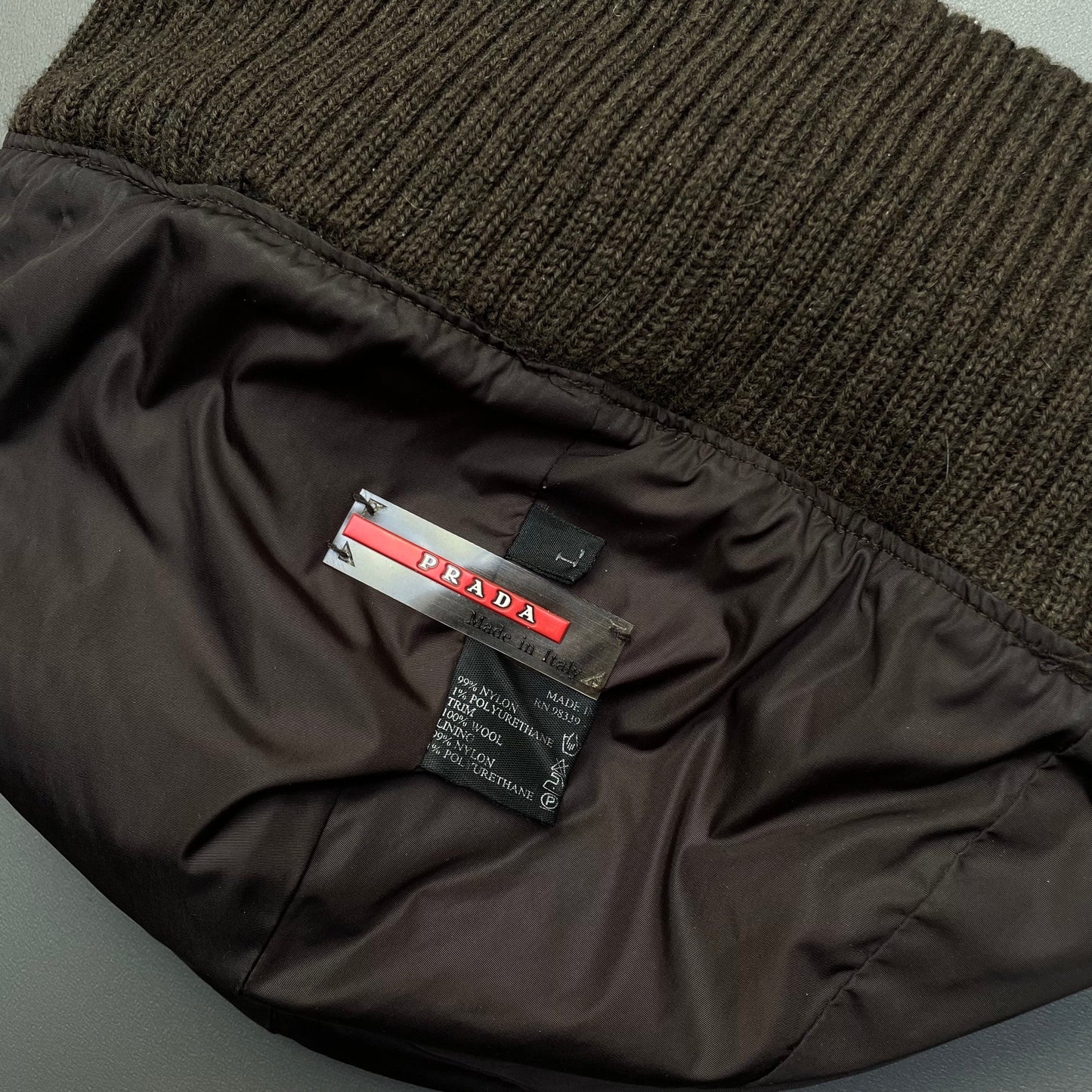 Prada Sport Burgundy & Khaki 00s Nylon & Wool Technical Beanie | O/S, Burgundy