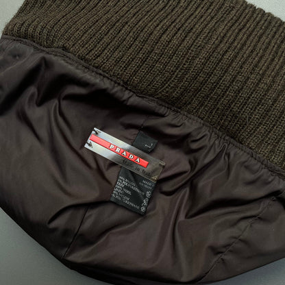 Prada Sport Burgundy & Khaki 00s Nylon & Wool Technical Beanie | O/S, Burgundy