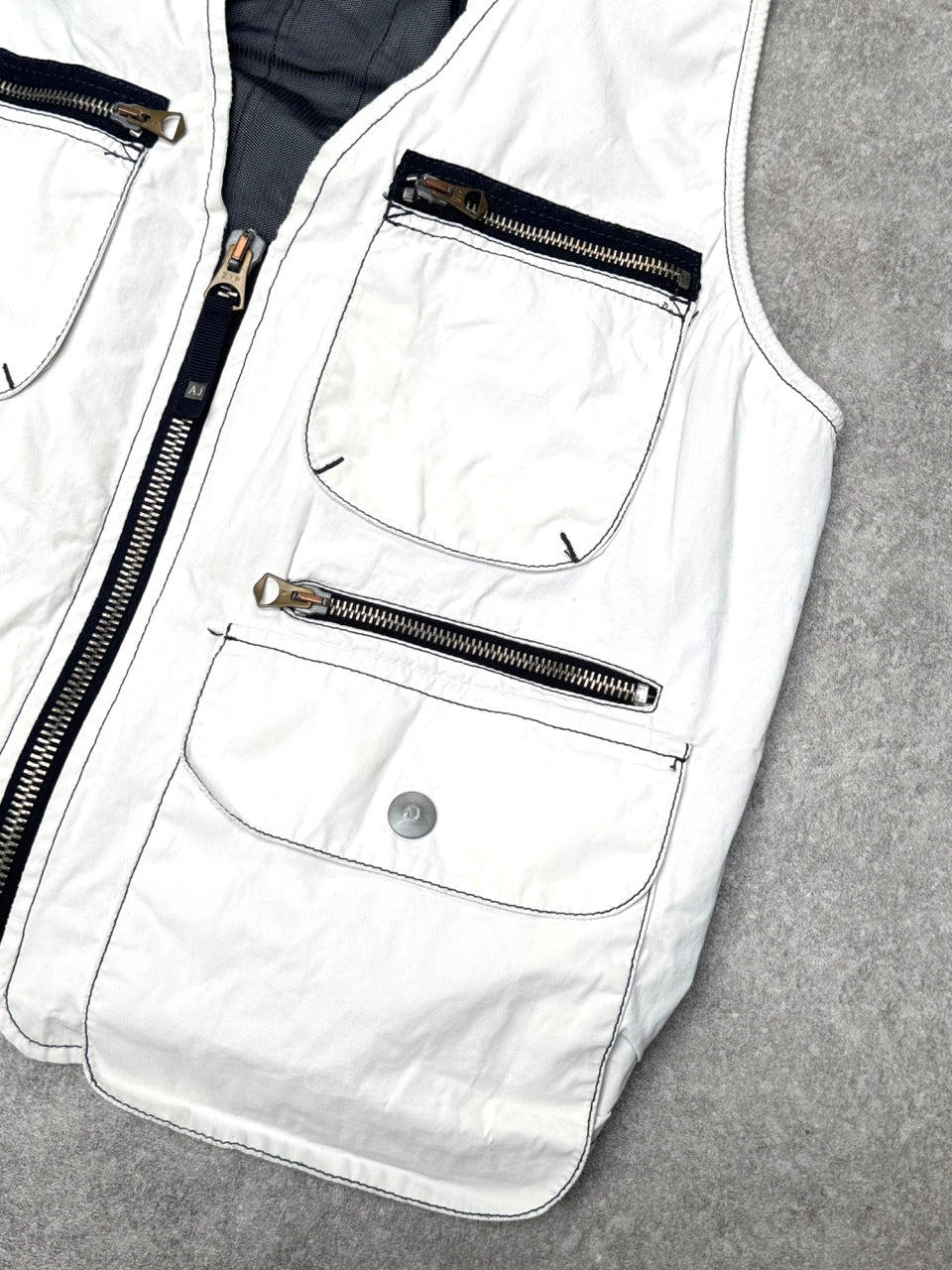 Armani Jeans White Utility Zip Vest