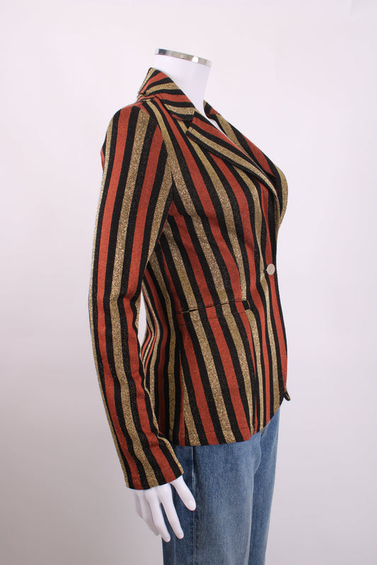 LIU.JO Stripe Metallic Jacket Brown/ Gold XS | XS, Multicoloured