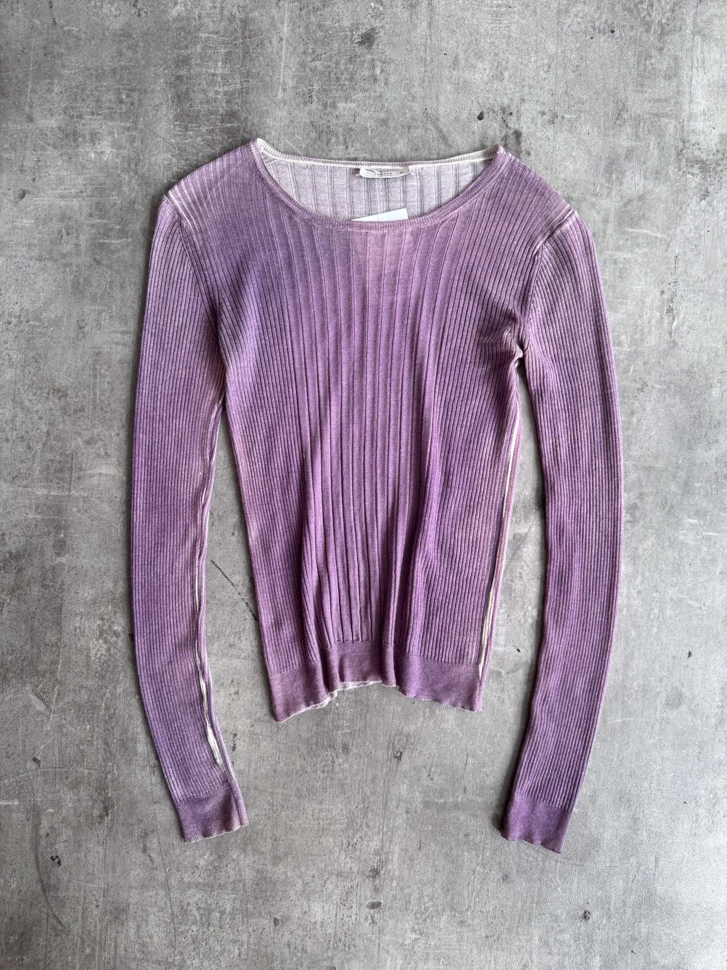 Prada Dualtone Rose Pink Ribbed LS Tee | Small, Multicoloured