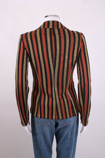 LIU.JO Stripe Metallic Jacket Brown/ Gold XS | XS, Multicoloured