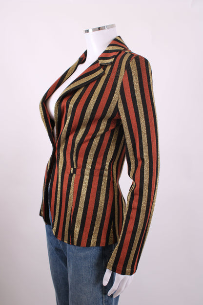 LIU.JO Stripe Metallic Jacket Brown/ Gold XS | XS, Multicoloured
