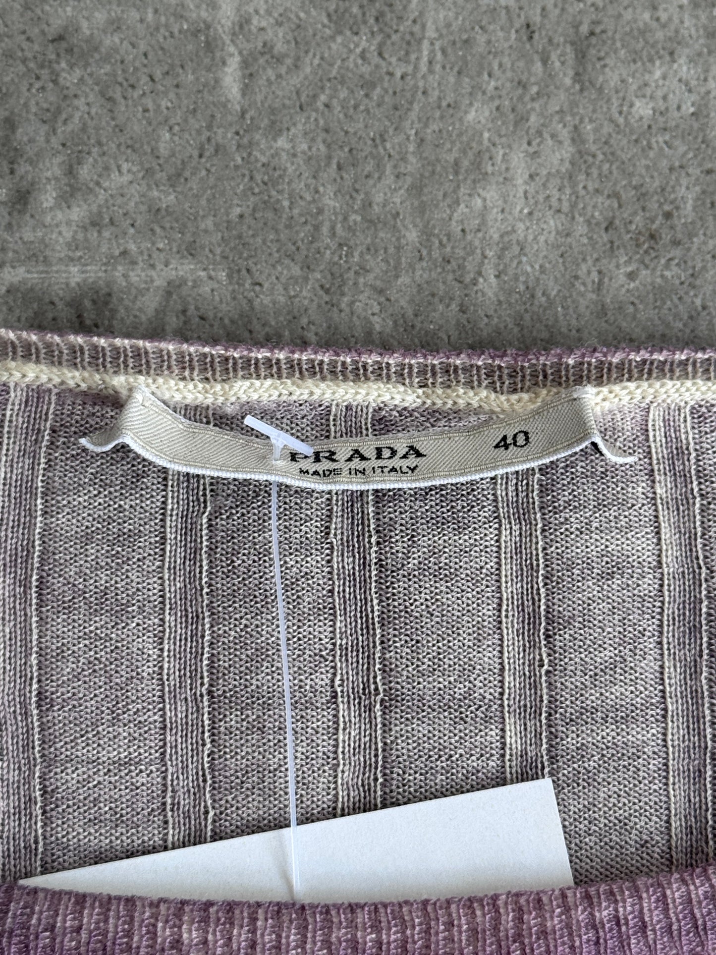 Prada Dualtone Rose Pink Ribbed LS Tee | Small, Multicoloured