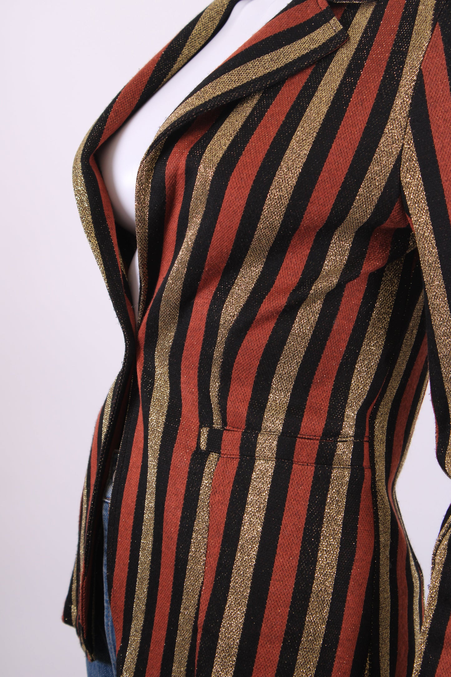 LIU.JO Stripe Metallic Jacket Brown/ Gold XS | XS, Multicoloured