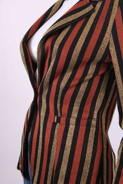 LIU.JO Stripe Metallic Jacket Brown/ Gold XS | XS, Multicoloured