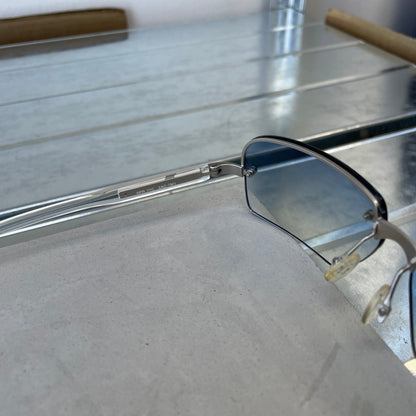 Prada Blue & Silver 00s Metal Frame Rimless Sunglasses | O/S, Blue