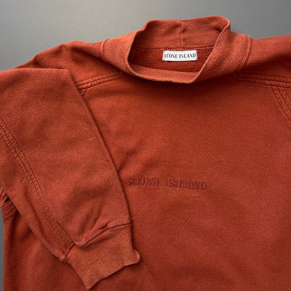 Stone Island Burnt Orange 80s Spellout Raglan Jumper | Large, Orange