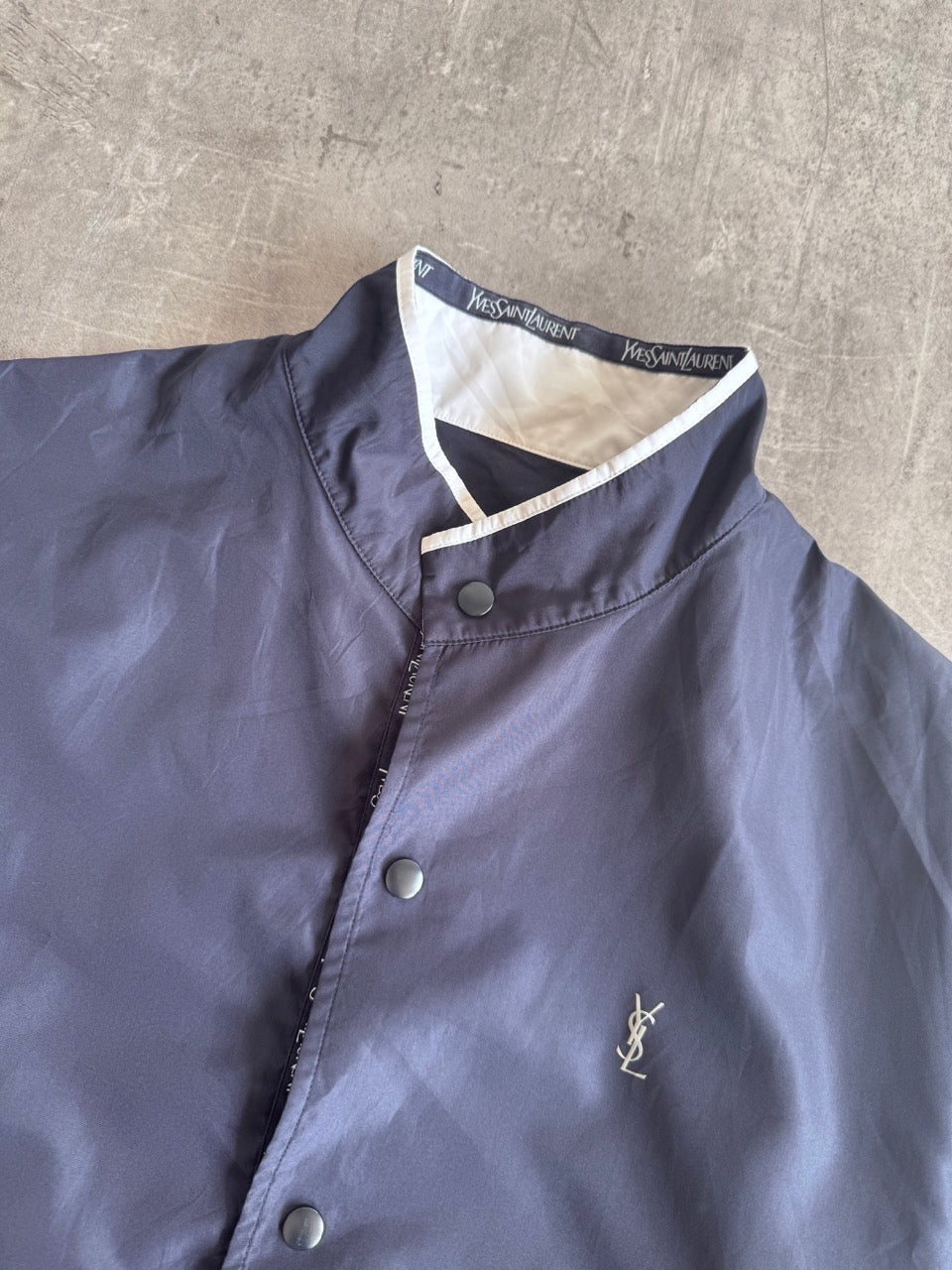 YSL Navy Popper Nylon Jacket