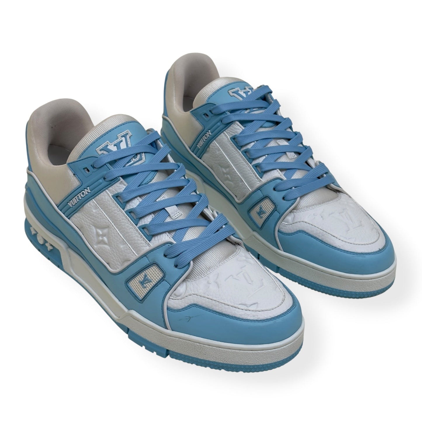 LOUIS VUITTON LV TRAINER LOW-TOP SNEAKER BLUE / WHITE UK10 | UK 10, Blue